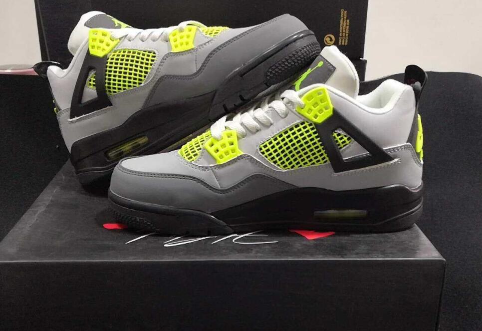 2019 Air Jordan 4 Grey Green Black - Click Image to Close